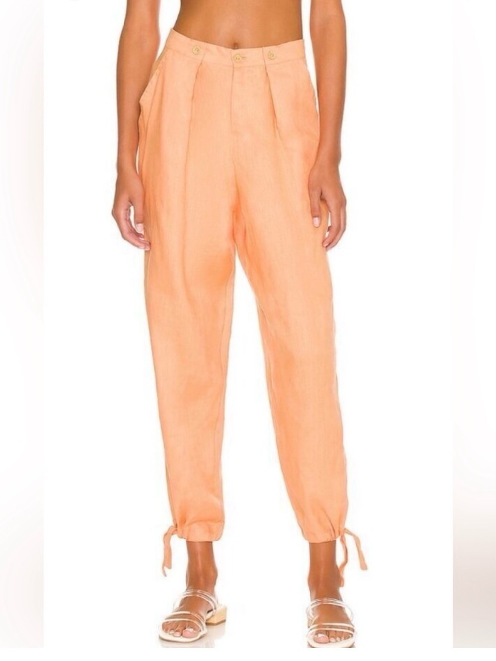 Revel Rey Ramona Jogger - Peach Tie-Ankle Linen Joggers